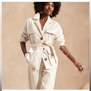 BR & Harbison Banana Republic Safari Jacket NWT Cream Large Tall
